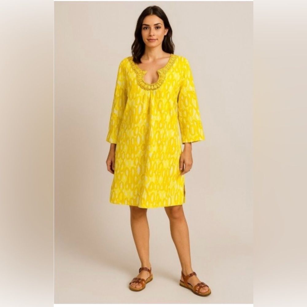 Boden Jeweled Embellished Yellow Tunic Dress Size 8